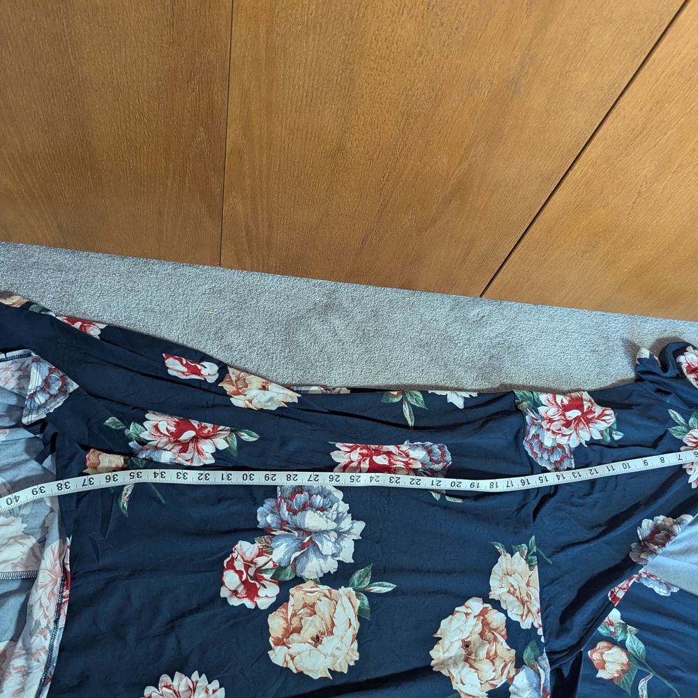 Chic Floral High-Low Dress - Navy and Peach - Picture 7 of 8